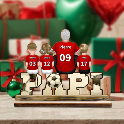 À mon Papi - Décoration en bois de Football Personnalisé avec 2-5 Prénoms et Enfants | Cadeaux Fête des Grands-Pères | Jessemade
