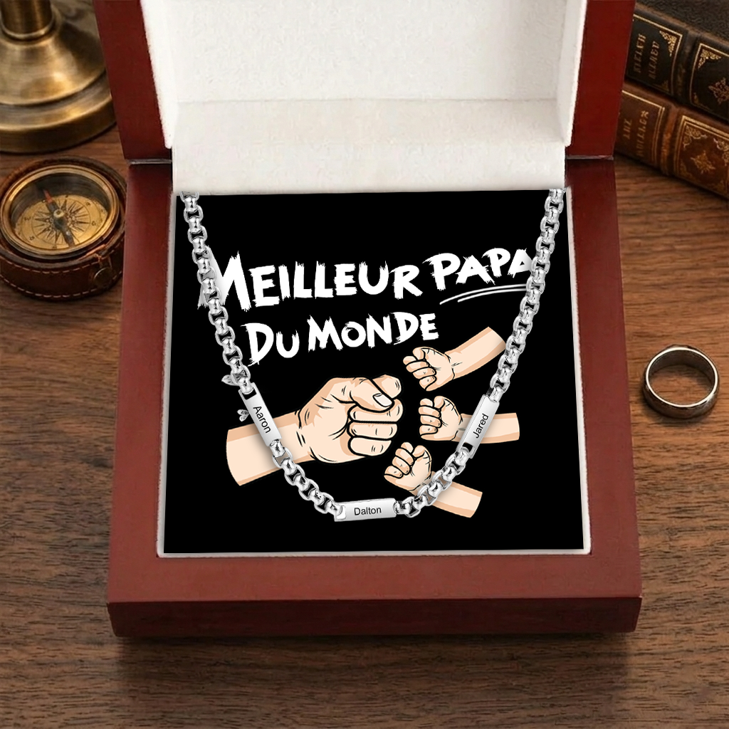 Collier 1-5 Prénoms Personnalisé Collier Chaîne Homme | Cadeau Fête des Pères | Jessemade