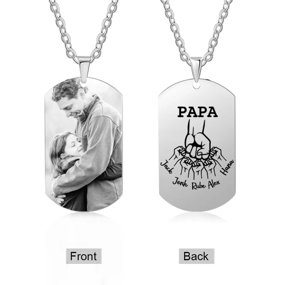 À mon Papa - Collier Personnalisé avec 1-5 Prénoms et 1 Photo｜Jessemade