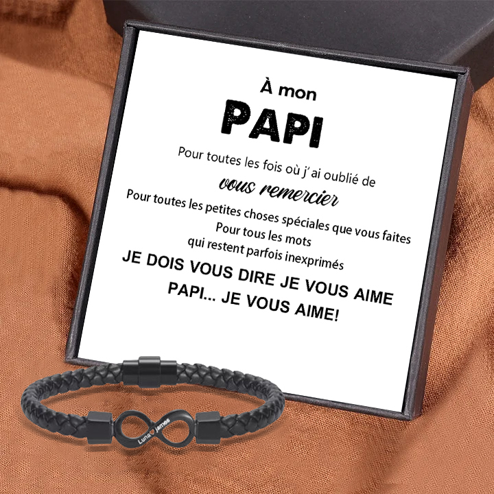 À Mon Papi Bracelet Personnalisé Infini 2 Prénoms Personnalisés Bracelet Personnalisé Homme｜Jessemade