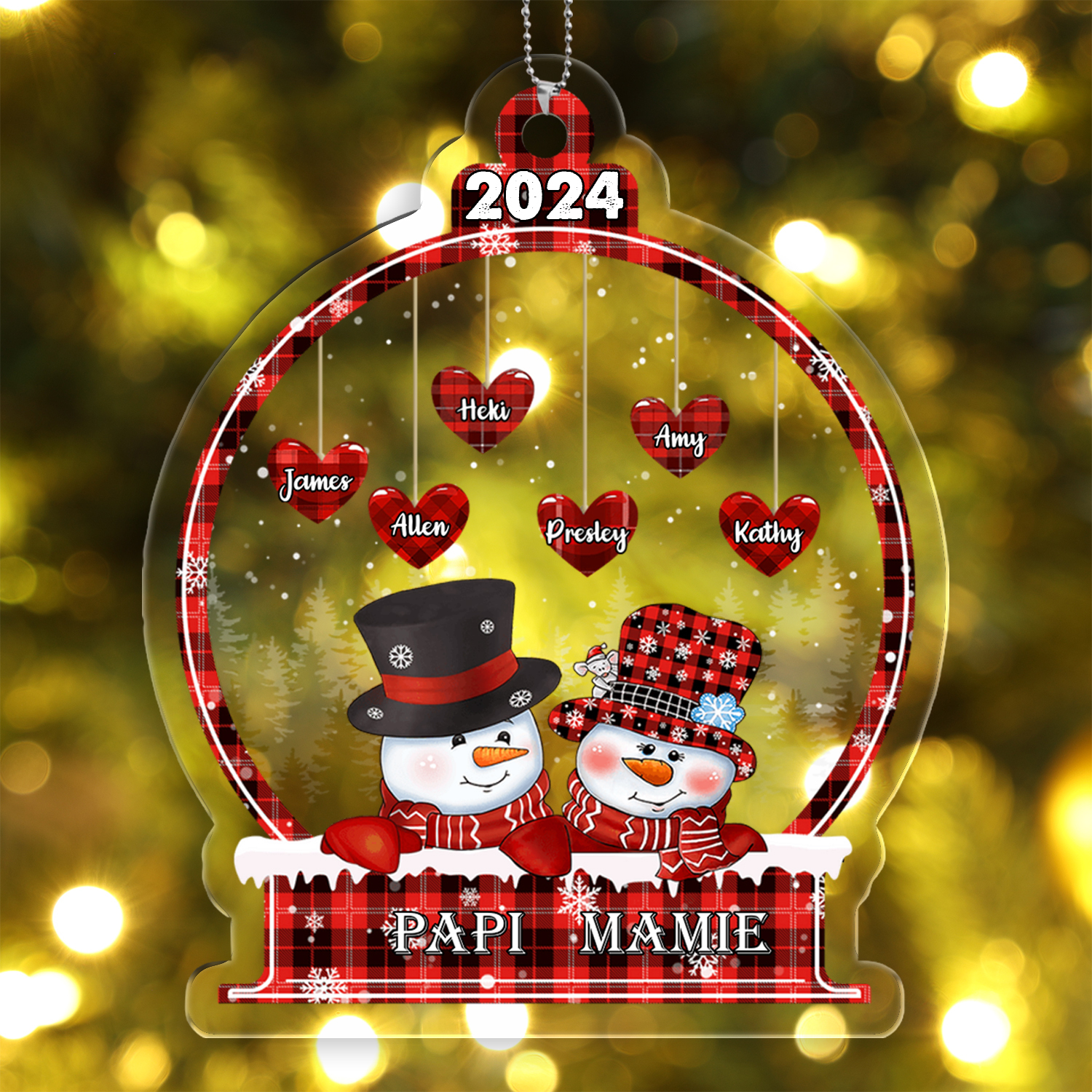 Ornements de Noël en Acrylique Bonhomme de neige 3-18 Prénoms Personnalisés avec Années
