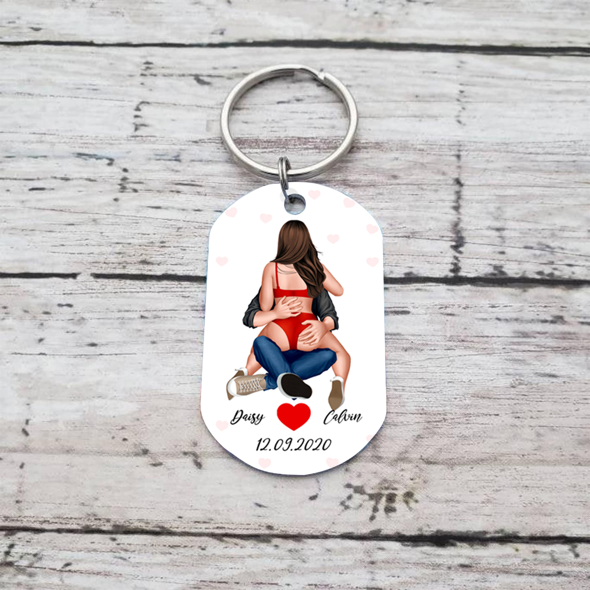 Porte-Clés 2 Prénoms Personnalisés avec Date Cadeau pour Couple Saint-Valentin | Jessemade