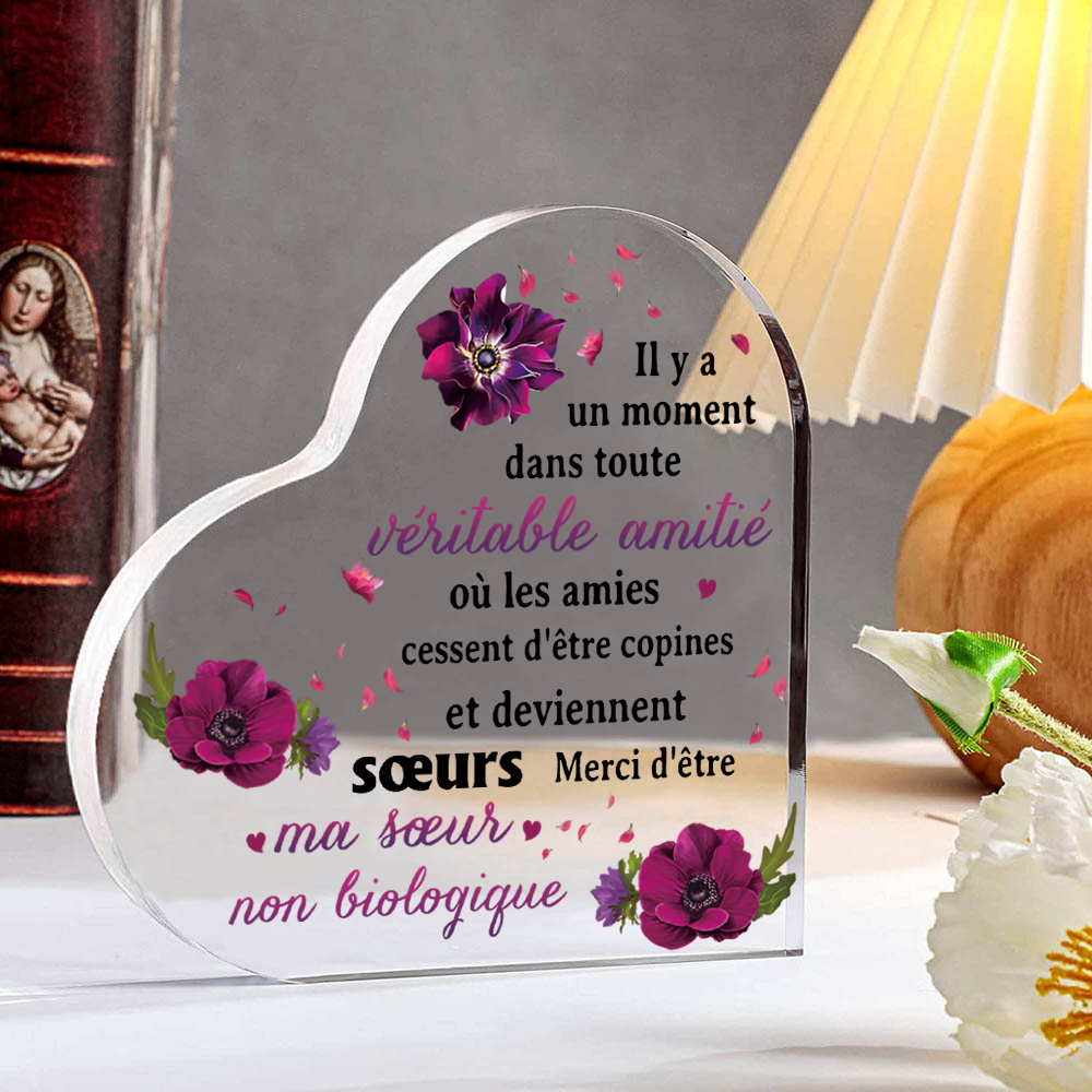 À Ma Meilleure Amie-Plaque Acrylique en Forme de Coeur