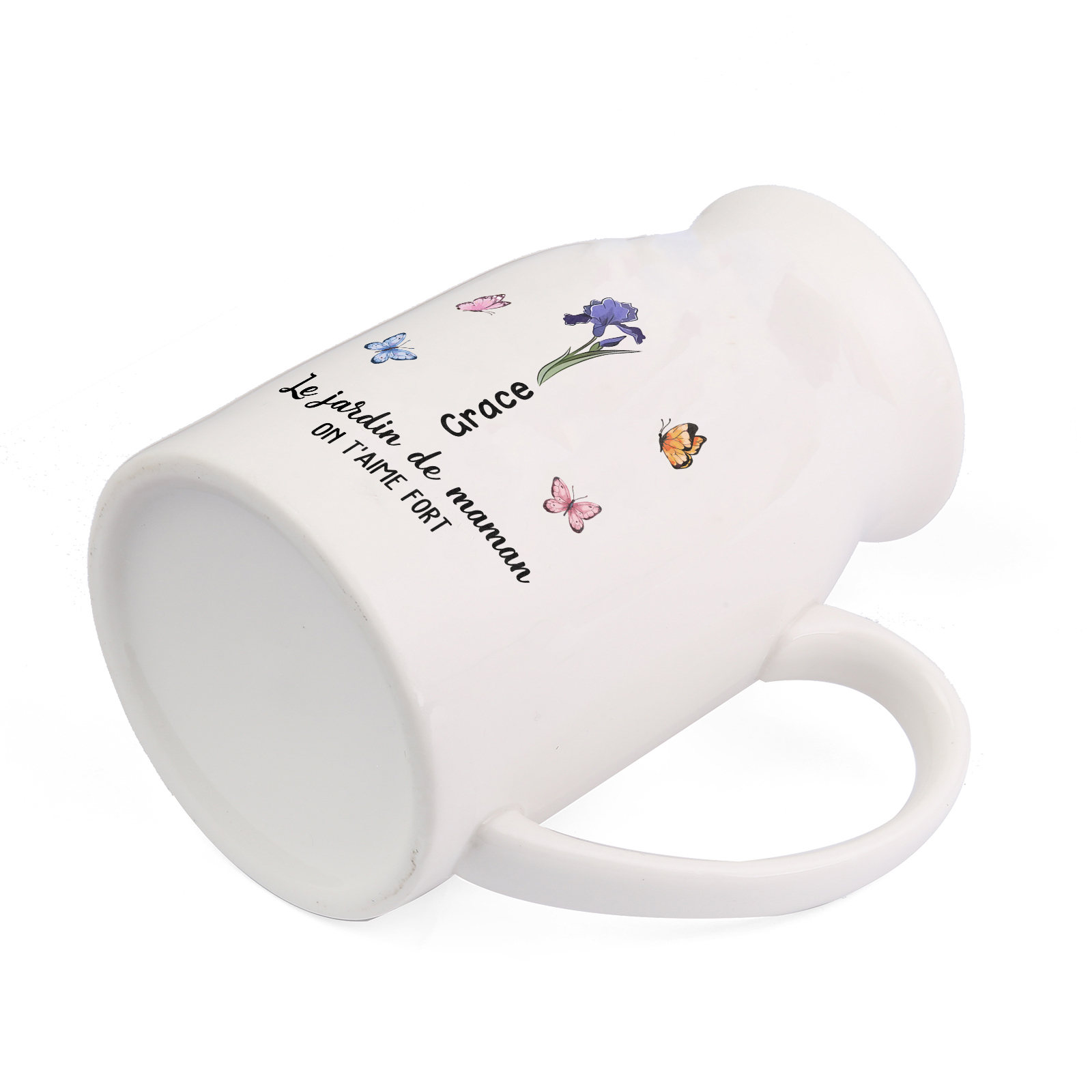 Vase à Fleurs Papillon 1 Prénom et Fleur de Naissance Personnalisés avec 2 Textes Décoration de la Maison