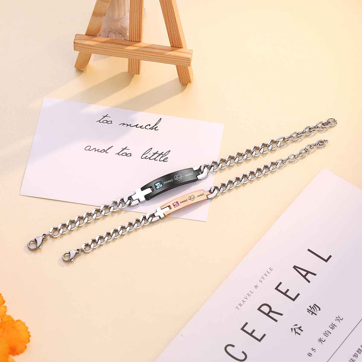 Bracelet couple Gourmette 2 Prénoms Personnalisé|Jessemade