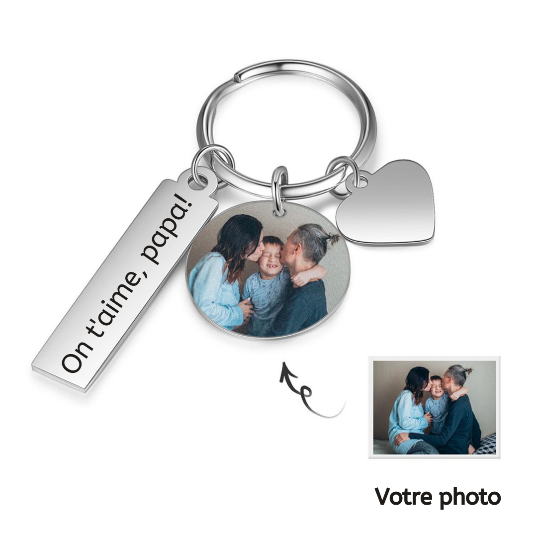 Porte-clés Photo Personnalisé avec texte