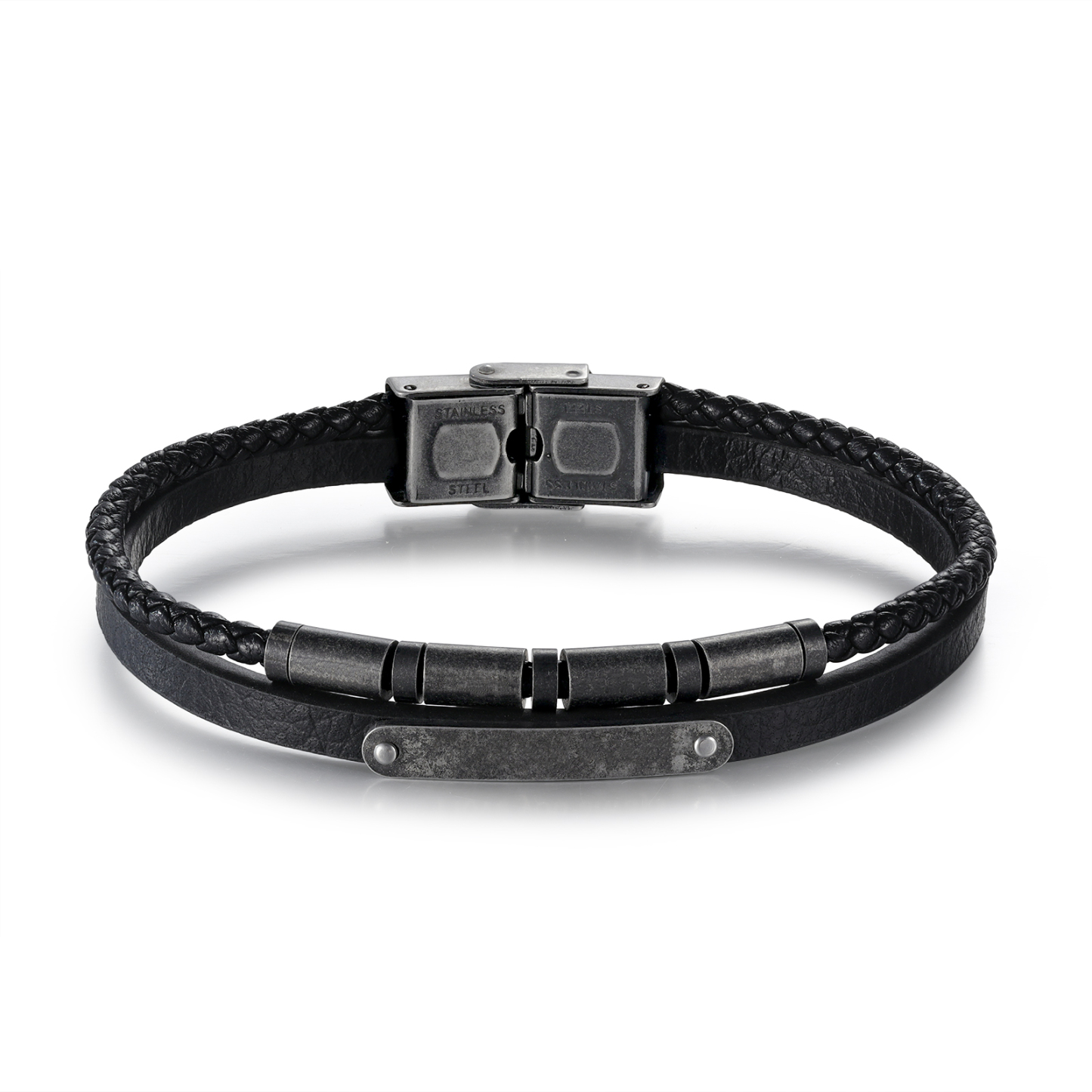 Bracelet Cuir 2-5 Préoms Personnalisés avec Texte pour Homme