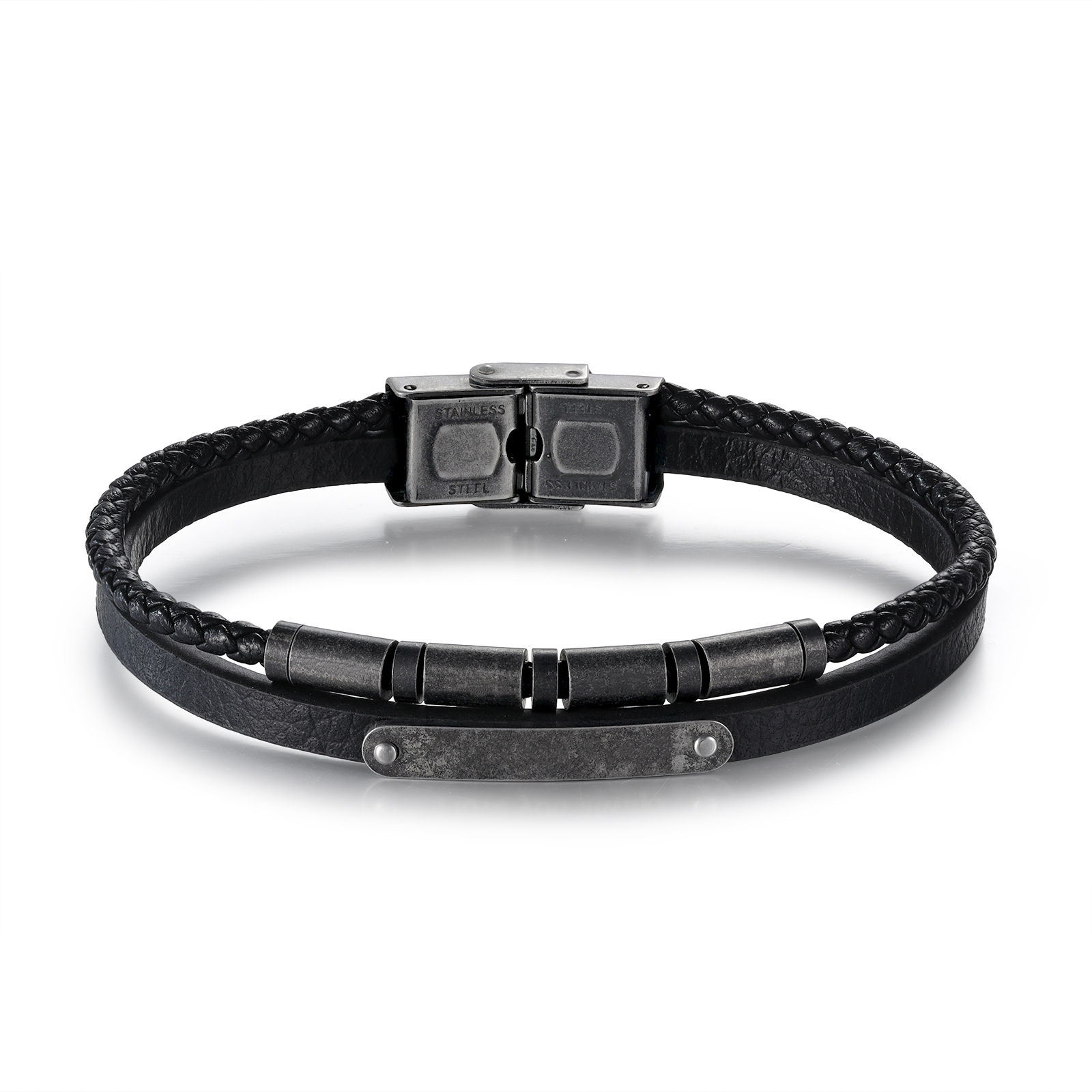 Bracelet Cuir 2-5 Préoms Personnalisés avec Texte pour Homme