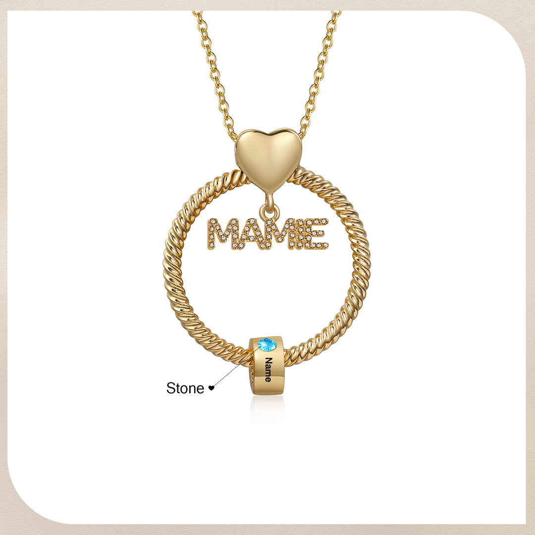 À ma Mamie - Collier Personnalisé Pendentif 1 Prénom et Pierre de naissance Or/Argent｜Jessemade