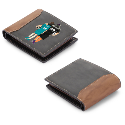 À Papa - Portefeuille Homme 1-8 Prénoms Personnalisés Avec Illustrations Porte-Monnaie en Cuir Pour Papa | Jessemade