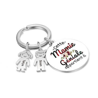 À Ma Mamie - 1-5 Noms Porte-Clés Personnalisés Avec Breloques Enfants