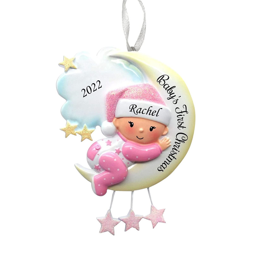 Ornements de Noël en Bois 1 Prénom Personnalisé avec texte et années cadeau pour BéBé
