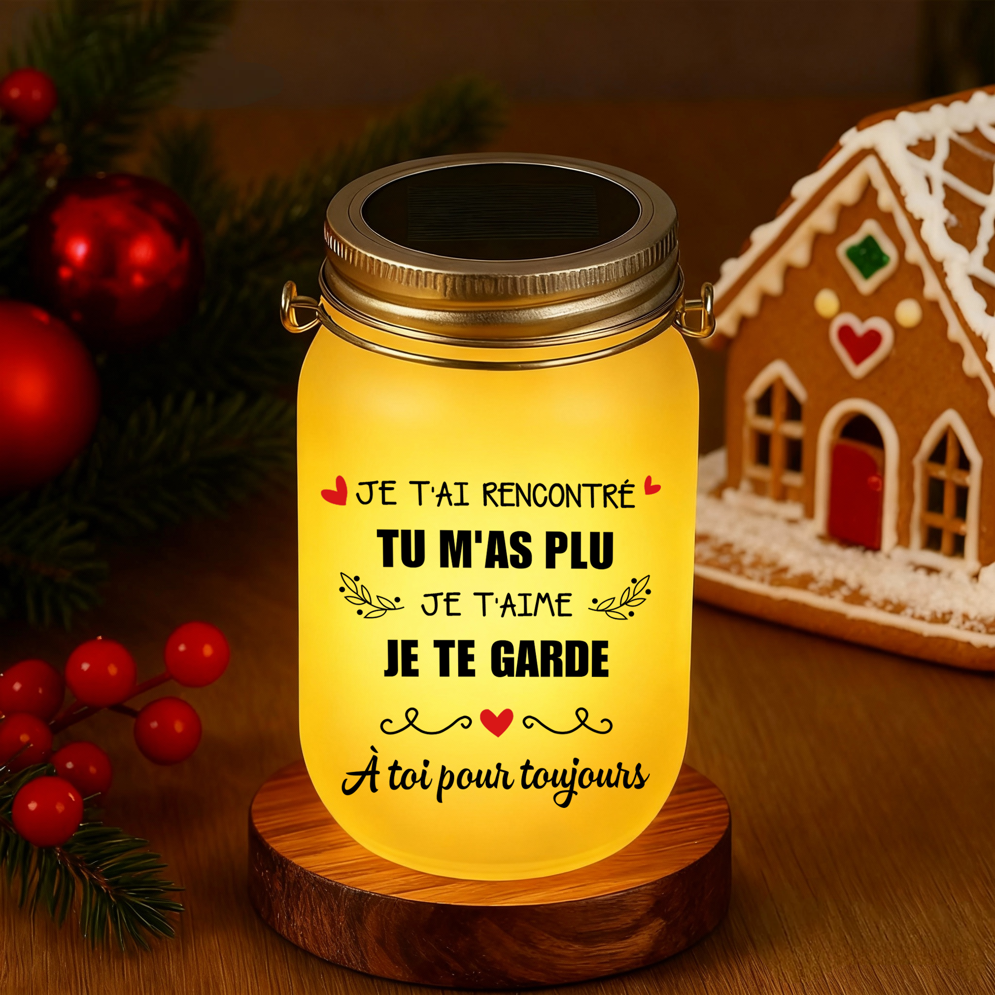 Bouteille lumineuse Ornements Cadeau pour couple 2 prénoms personnalisés Verre  | Jessemade