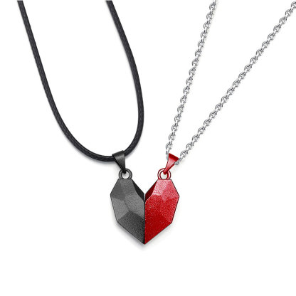 À Ma Petite Amie -Collier breloque Coeur 2 Lettres personnalisés Avec aimant pour Couple