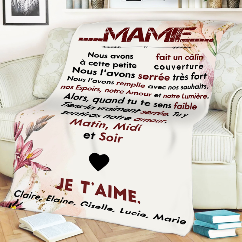 À ma Mamie - Couverture Plaids Polaire 1 Texte Personnalisé