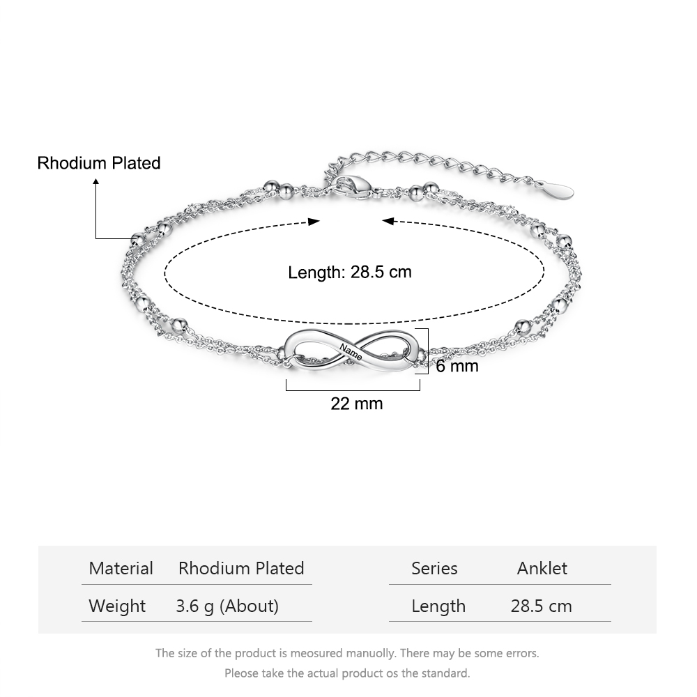 Bracelet de cheville infini Prénom Personnalisé