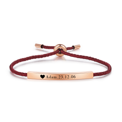 Bracelet 1 Prénom et Date Personnalisés pour Couple