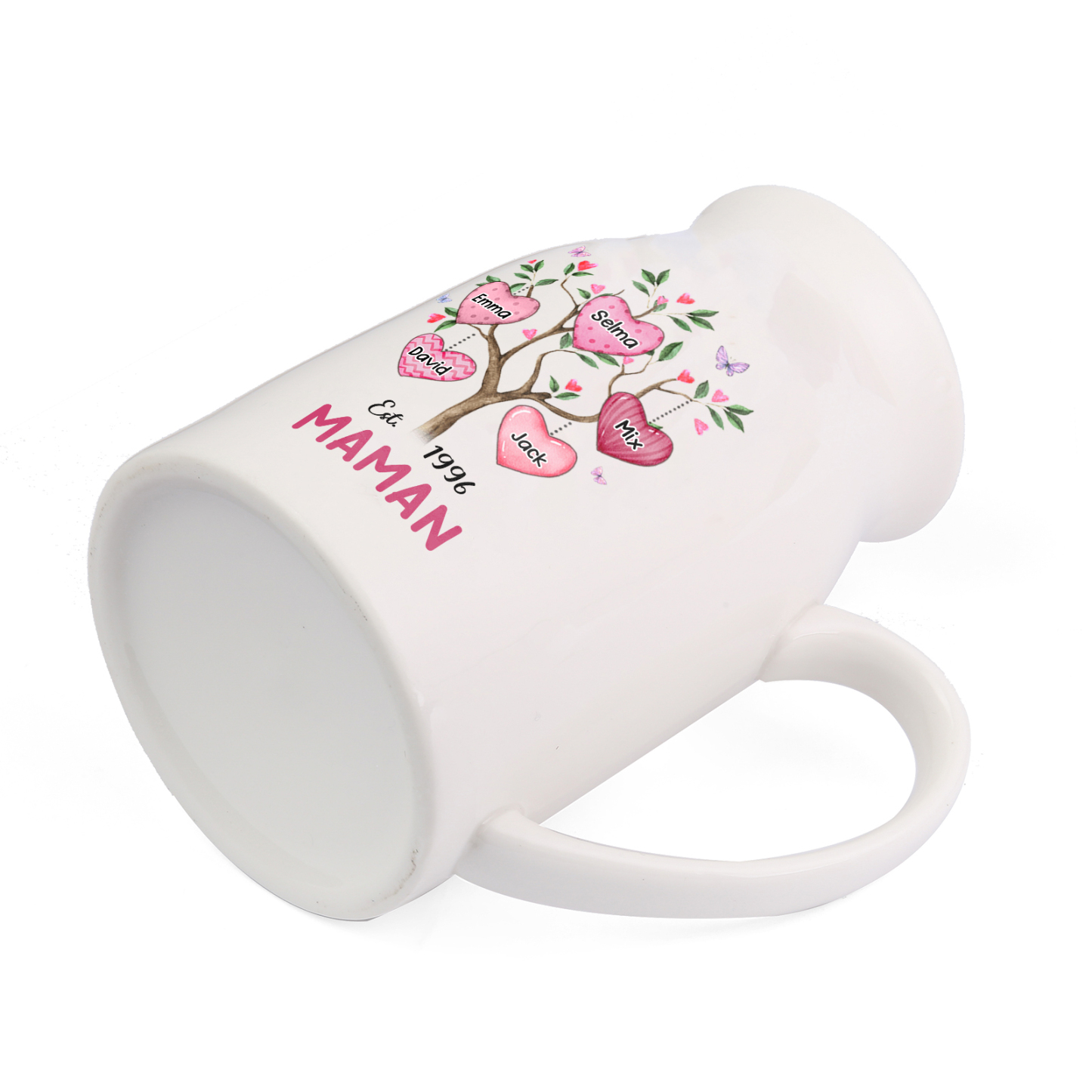 Vase à Fleurs Arbre 5 Prénoms Personnalisés avec Texte et Année Décoration de la Maison