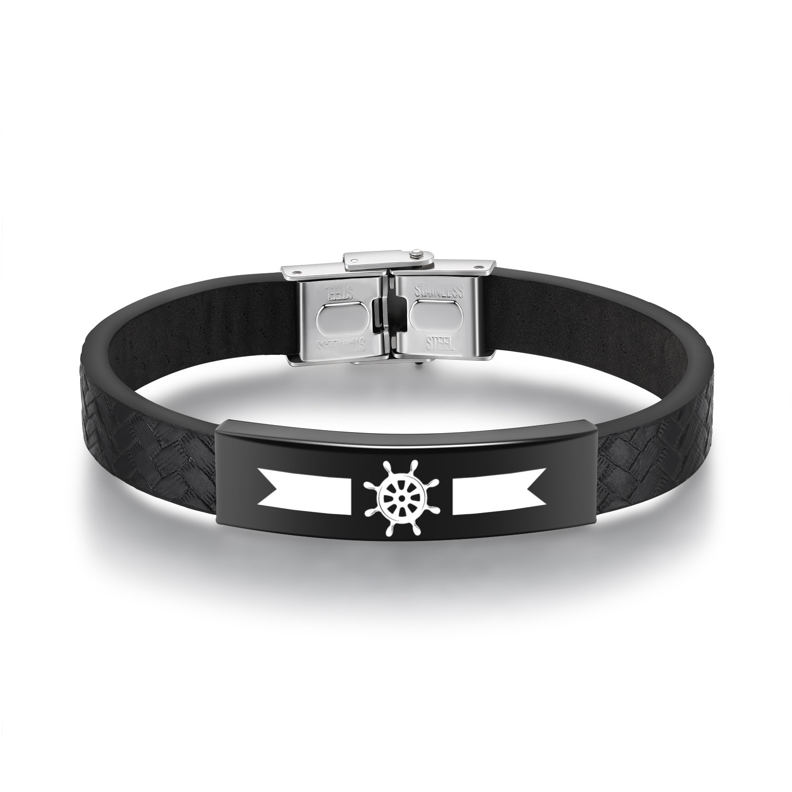 Bracelet Cuir 1 Prénom et Date Personnalisés pour Homme