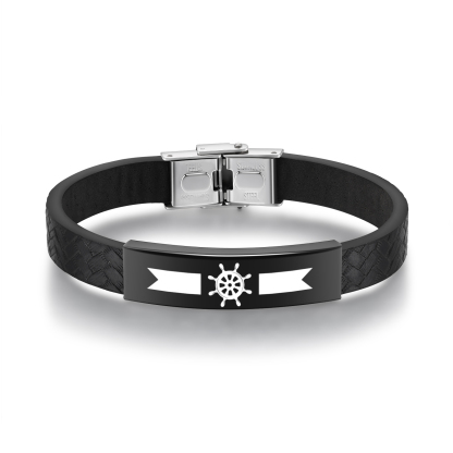 Bracelet Cuir 1 Prénom et Date Personnalisés pour Homme