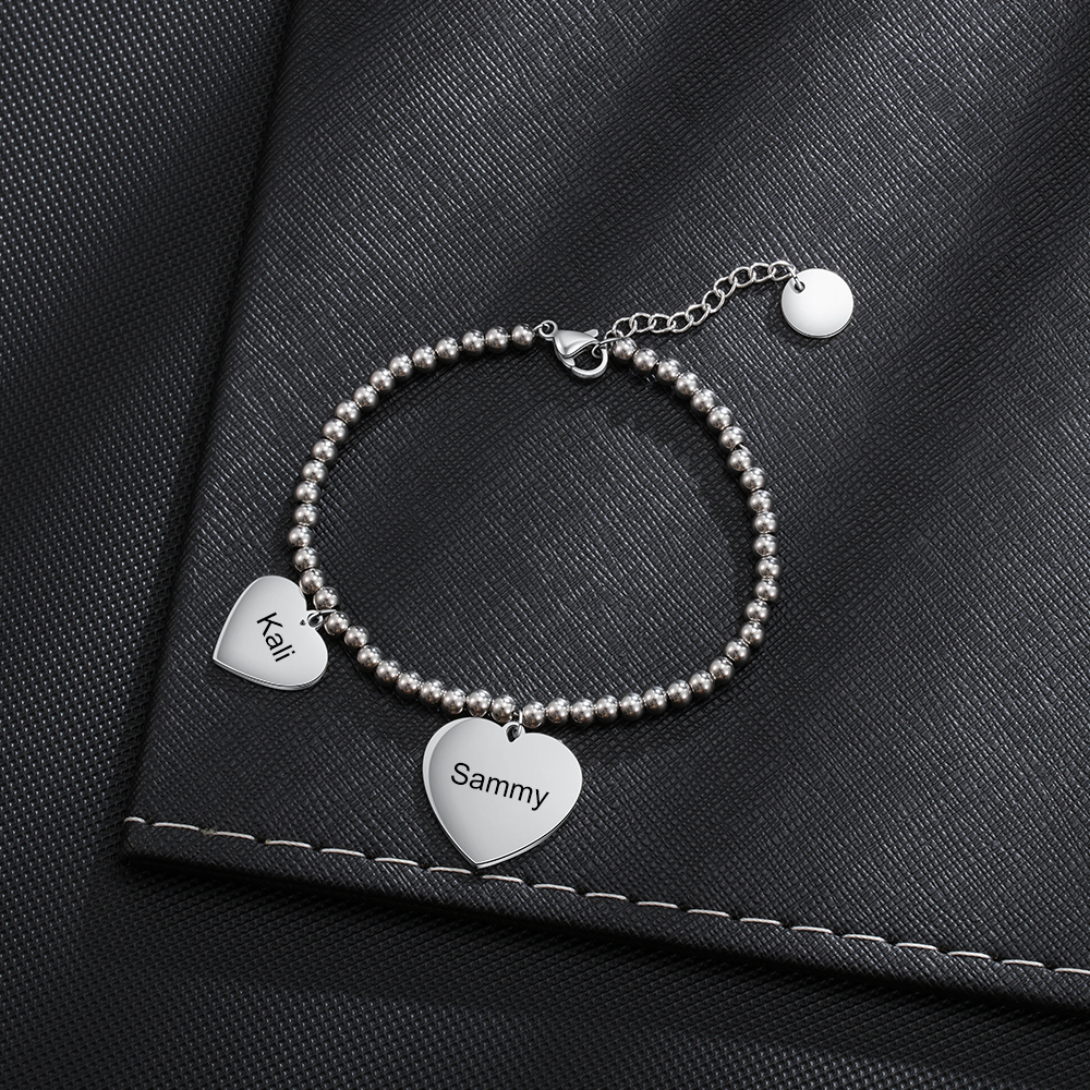 À Ma Marraine Bracelet Cheville Prénom Personnalisé 2 Coeurs Pour Femme | Jessemade