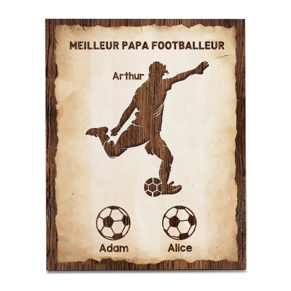 À Mon Papa-Cadre en Bois Football 3 Prénoms Personnalisés