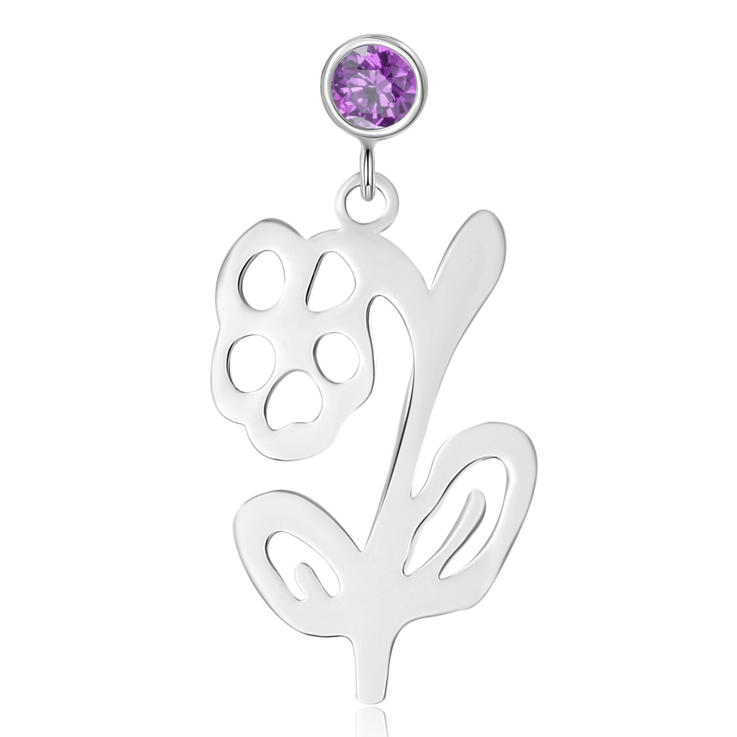 Boucle d'oreille Fleur de Naissance Personnalisé avec Pierre de Naissance