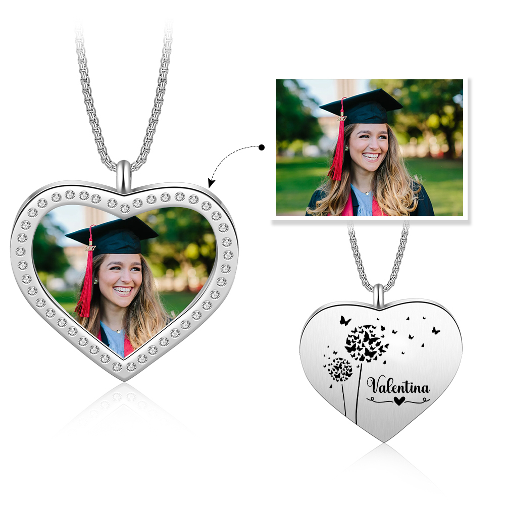Collier Diplômé Pissenlit Prénom et Photo Personnalisés Cadeau de Graduation