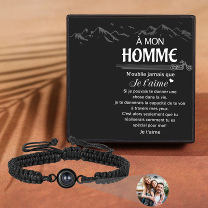 Jessemade FR À Mon Homme - Bracelet Projection de Pierre avec Photo Personnalisée pour couple