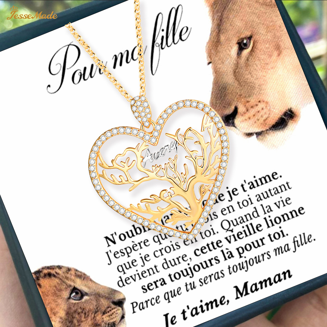 A ma fille - Collier Pendentif Arbre de vie Arbre généalogique 1 prénom