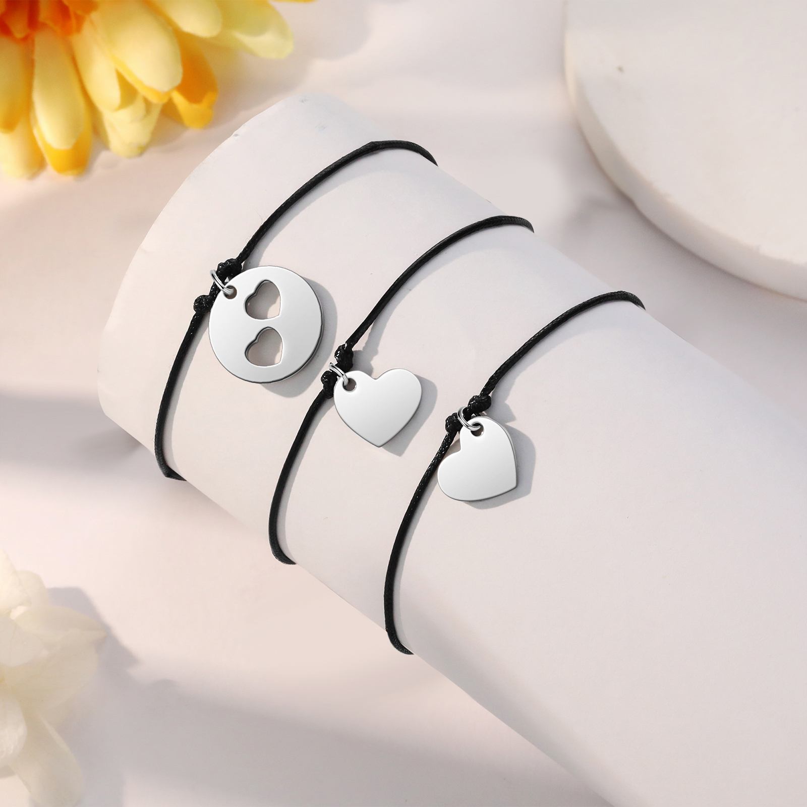 3PCS Ensemble de Bracelets Cœur - Cadeau Rentrée Scolaire Premier jour d’école