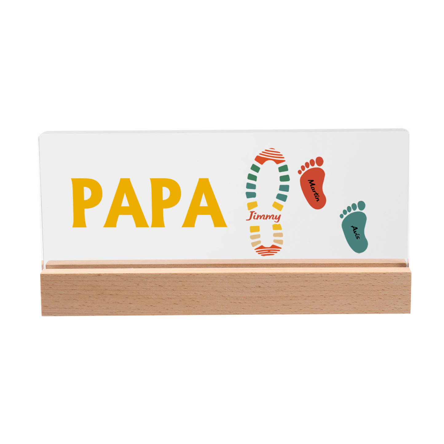 À mon Papa/Papi- Lampe de chevet LED Pieds Bébé 3 Prénoms Personnalisés avec Texte
