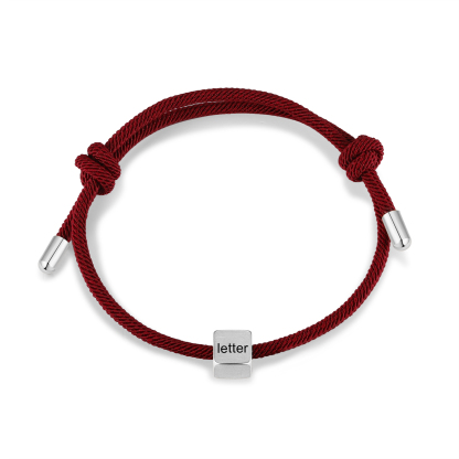 Bracelet Initiale 1 Lettre Personnalisée Rouge pour Couple｜Jessemade