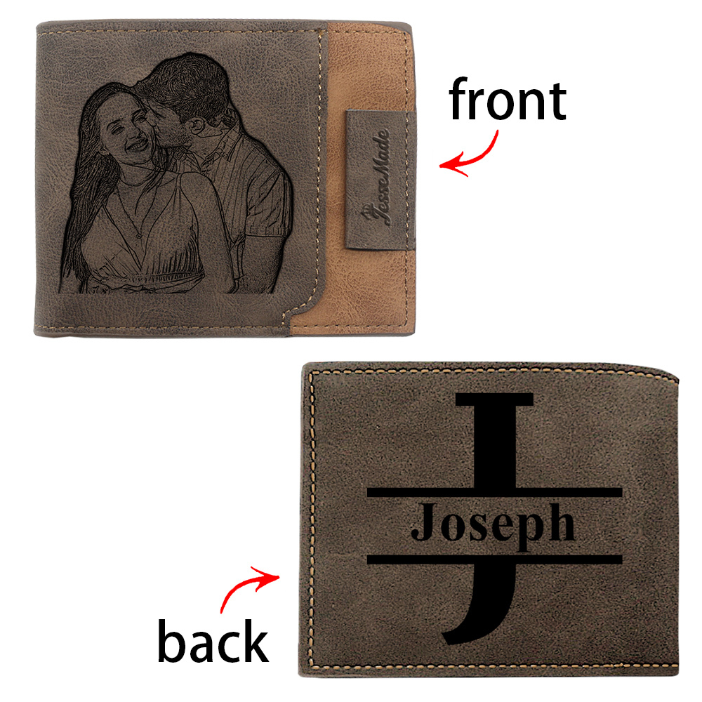 Portefeuille Classique 1 Prénom et Lettre Personnalisés avec Photo Porte-Monnaie Carte