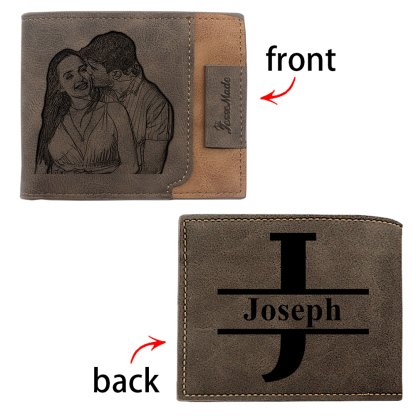 Portefeuille Classique 1 Prénom et Lettre Personnalisés avec Photo Porte-Monnaie Carte