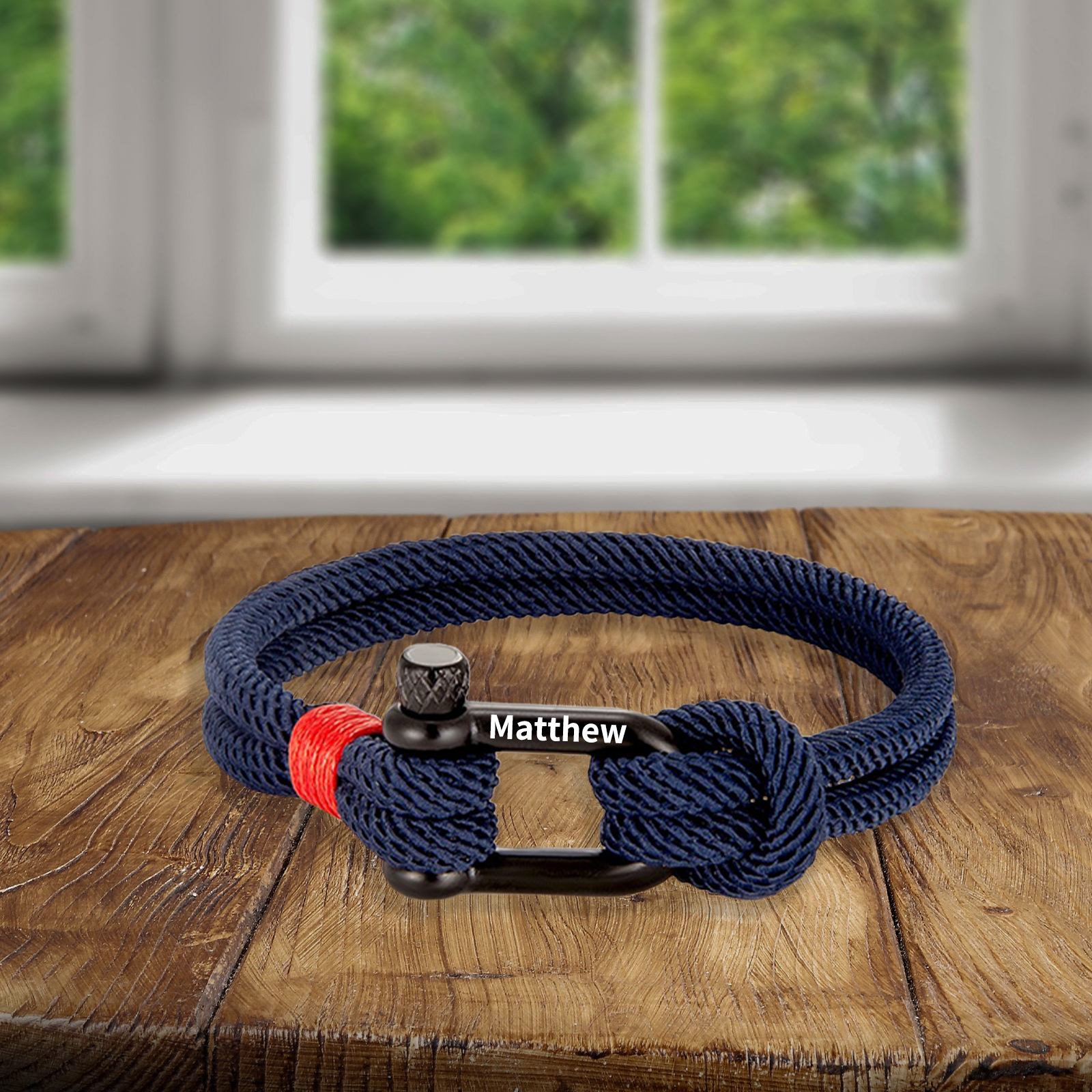 Bracelet Corde tressée 1 Prénom Personnalisé Boucle en fer à cheval pour Homme