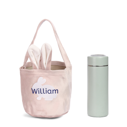 Sac de Pâques Lapin 1 Prénom Personnalisé Tote Bag Enfant