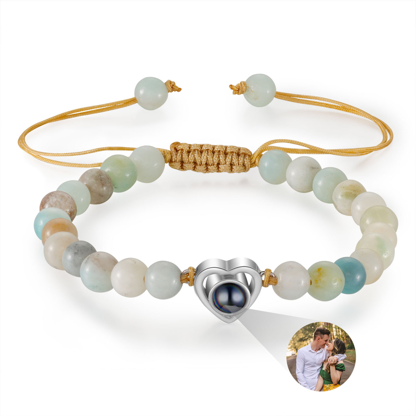 Bracelet Cœur en Perles Naturelles Bracelet Photo Projection|Jessemade