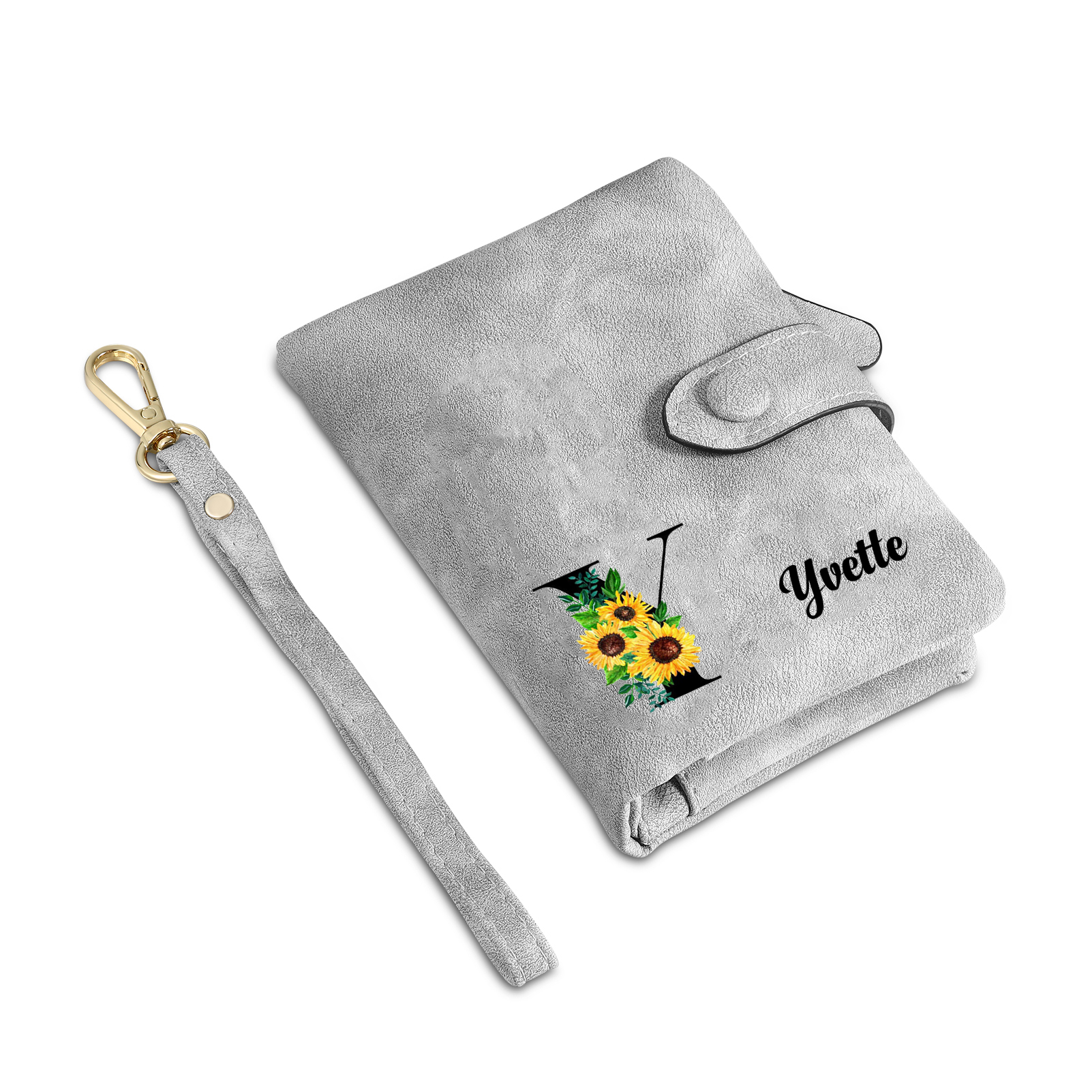 Portefeuille Fleur 1 Prénom et Lettre Personnalisés avec Photo et Texte Porte-Monnaie Carte pour Femmes