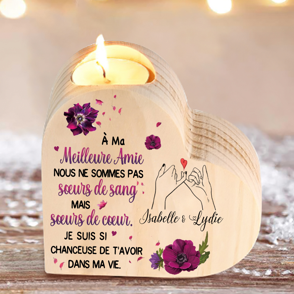 À Ma Meilleure Amie - Bougeoir en Bois sans bougie 2 Prénoms Personnalisés