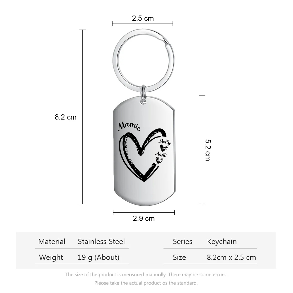 À Ma Mamie - Porte-Clés Cœur 2-7 Noms Personnalisés