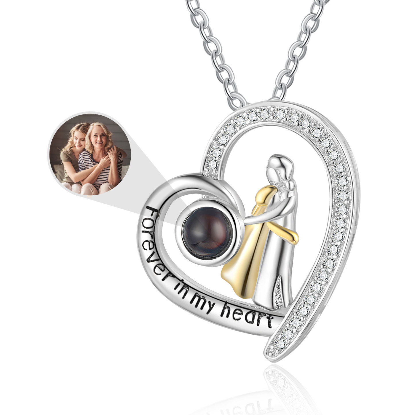 À ma Maman - Collier Maman et Fille Projection de Pierres 1 Photo Personnalisée Collier pour Femmes | Jessemade