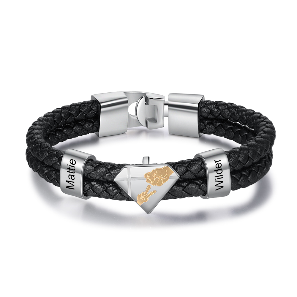 À mon Papa - Bracelet 2 Prénoms Personnalisés en Acier inoxydable
