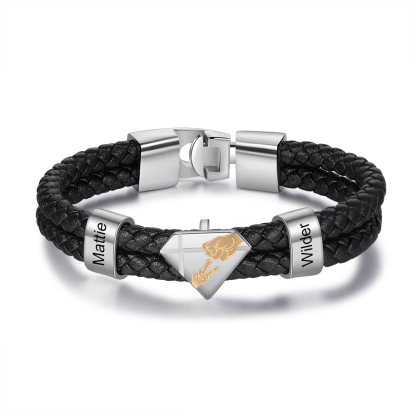 À mon Papa - Bracelet 2 Prénoms Personnalisés en Acier inoxydable