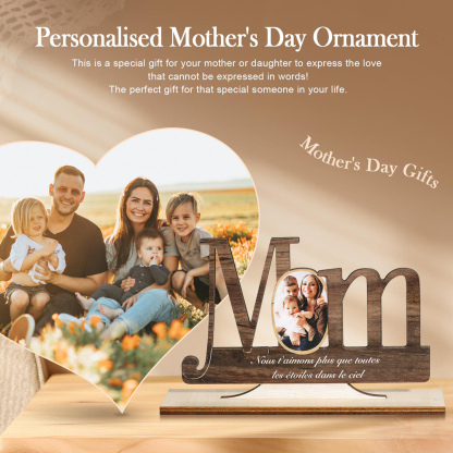 Décoration en bois 1 Texte et 1 Photo Personnalisés Ornement pour Maman