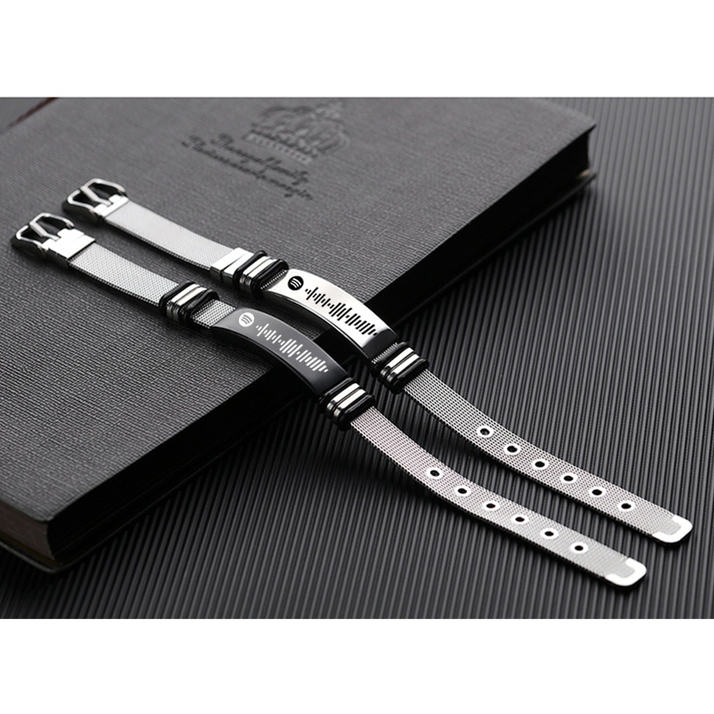 Bracelet De Code Spotify Personnalisée Scannable Plaque De Musique Bracelet Homme