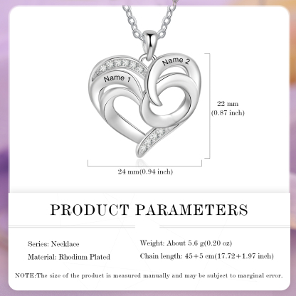 Collier Cœur 2 Prénoms Personnalisé