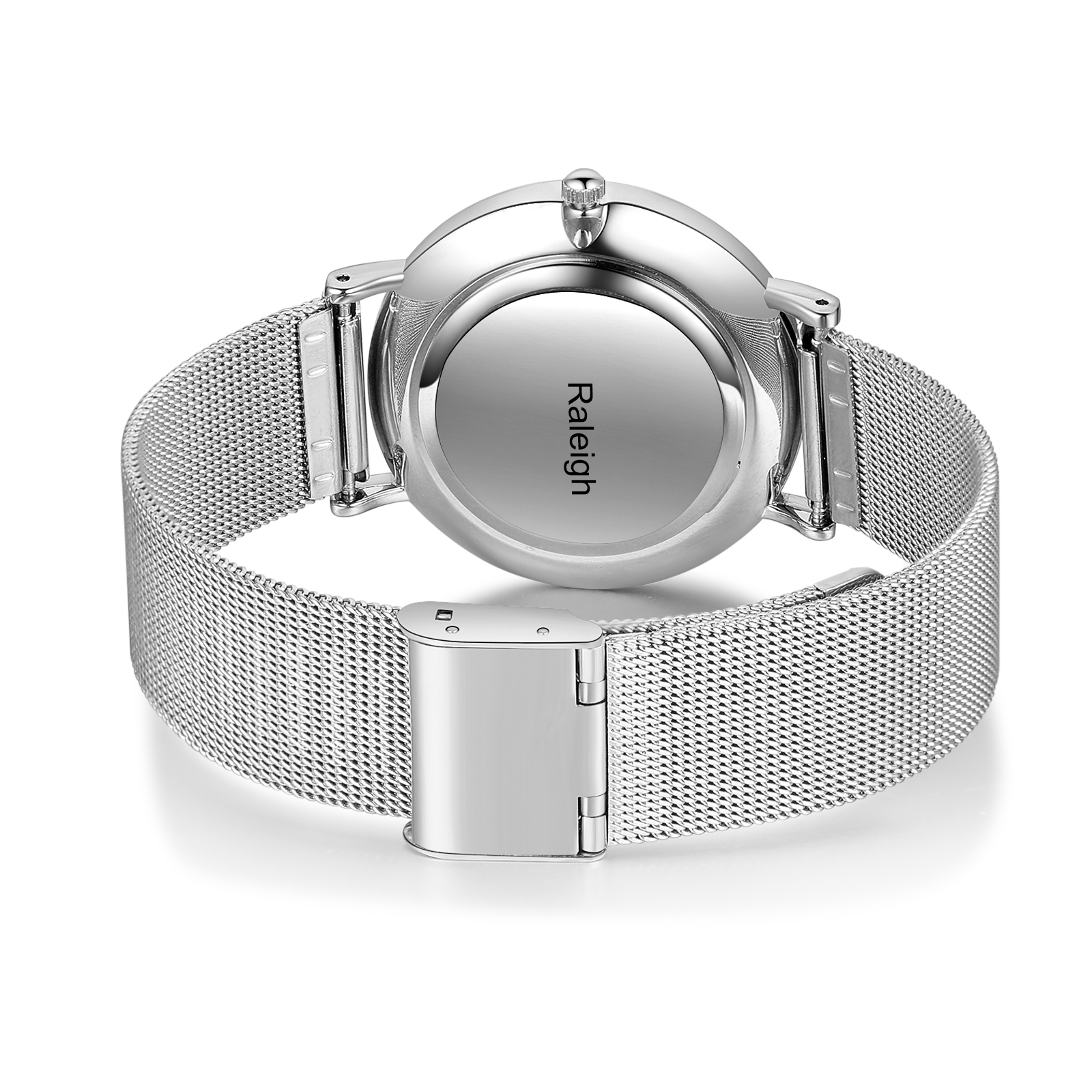Montre Personnalisée Texte avec Gravure du prénom ou Message Bracelet en acier inoxydable