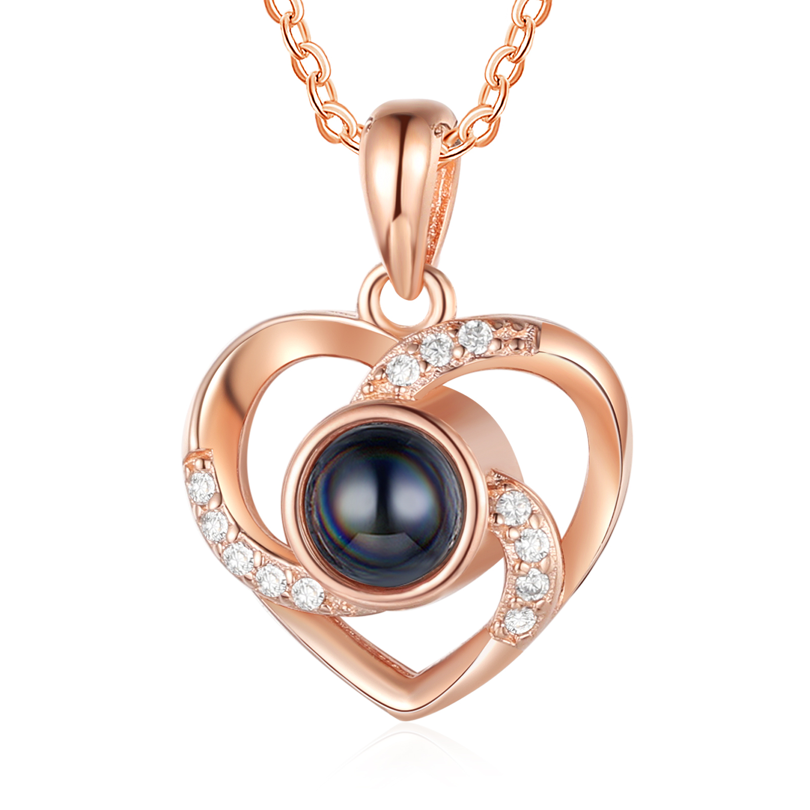 Collier Cœur Projection de Pierres 1 Photo Personnalisée Collier pour Femmes | Jessemade