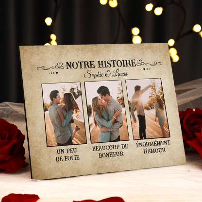 Cadre en bois de Saint-Valentin 2 Prénoms personnalisé avec 3 photos | Jessemade